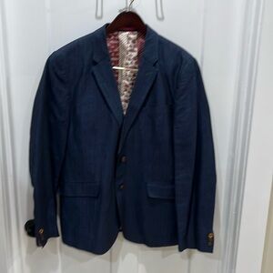 Ted Baker navy blue linen and cotton blazer
